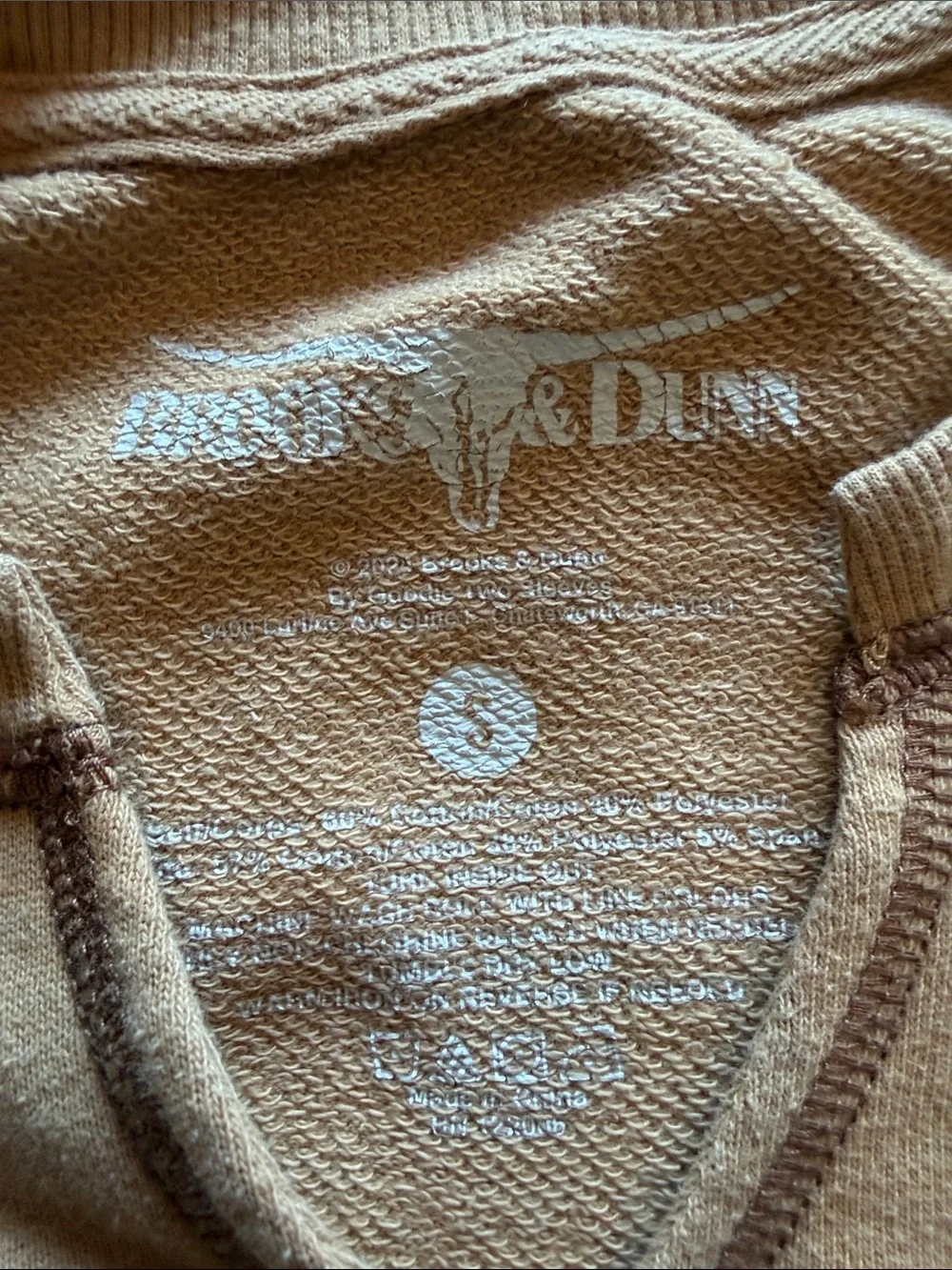 Brooks & Dunn Distressed Tan Graphic Pullover Sweatshirt Women Sz S