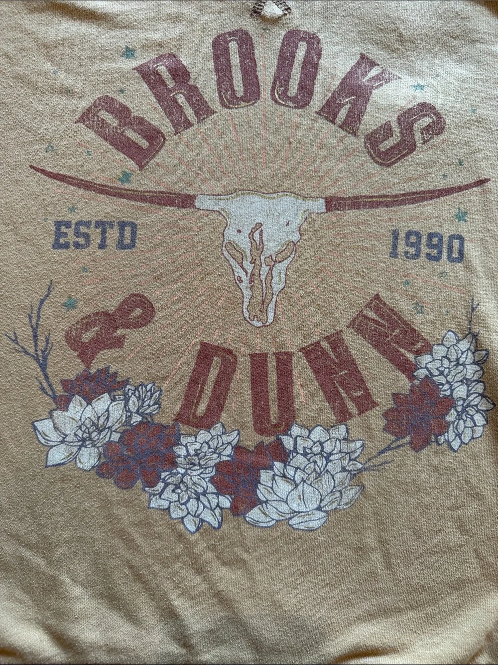 Brooks & Dunn Distressed Tan Graphic Pullover Sweatshirt Women Sz S