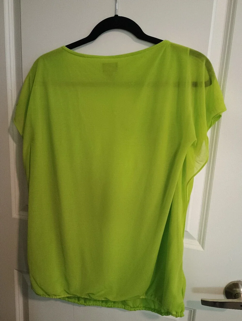 Worthington Bright Lime Green Draped Cowl Neck Top