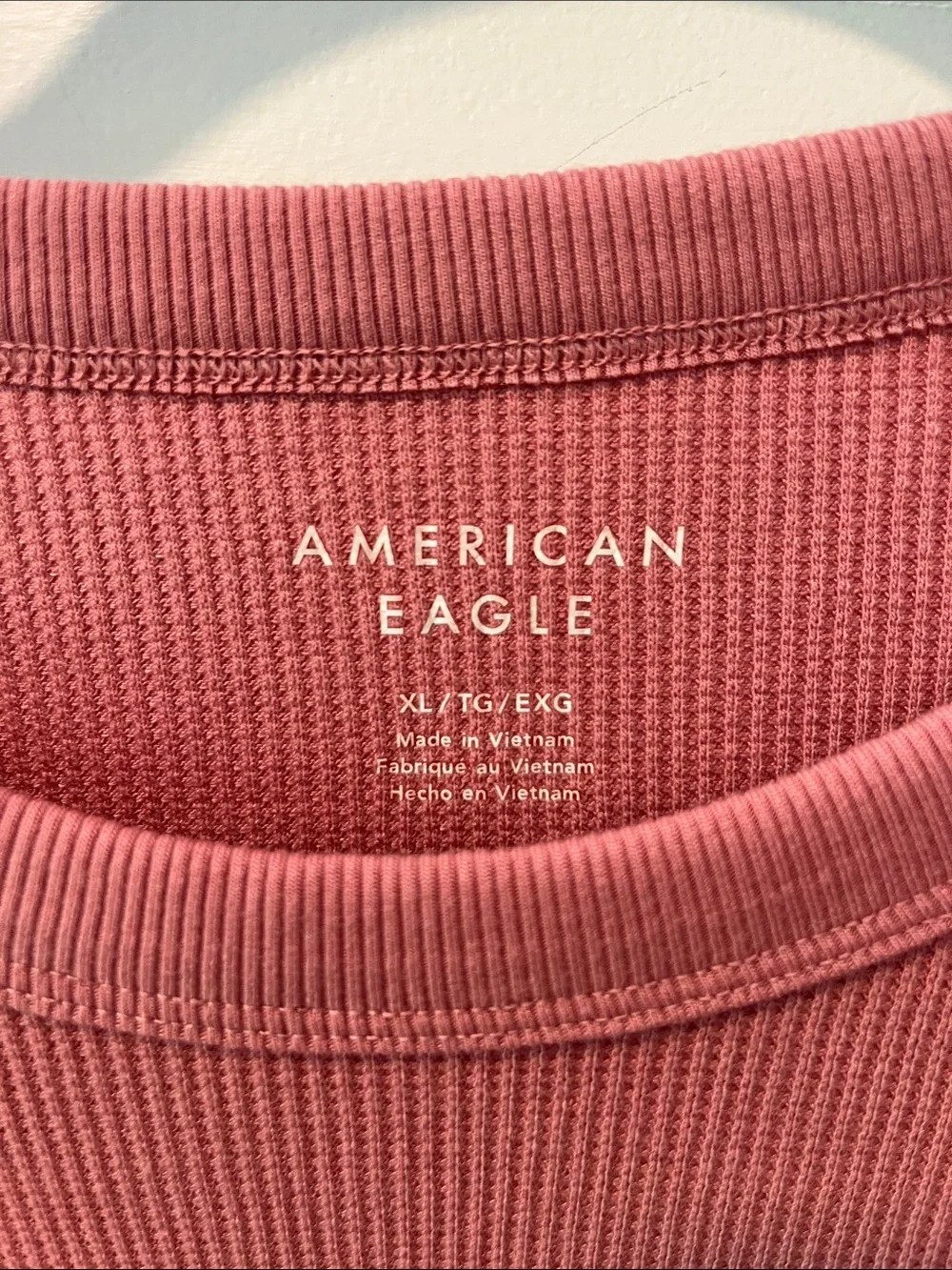 American Eagle Outfitters Women's Ribbed Short Sleeve Tee - Rose