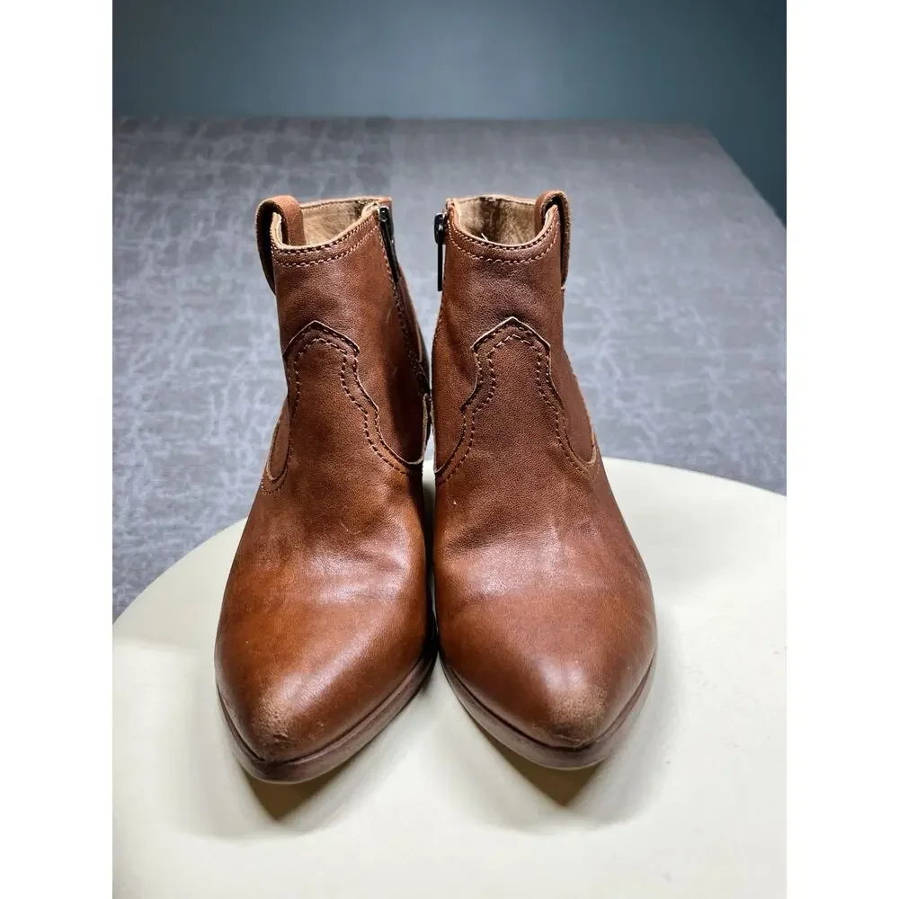 Frye Reina Cognac Leather Ankle Bootie 3479257 COG Women US 5.5