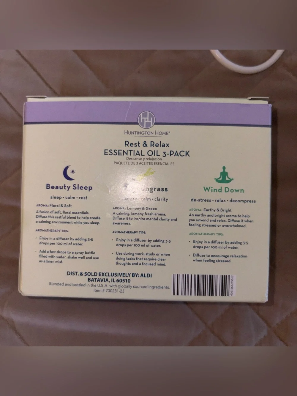 Huntington Home Wood Grain Essential Oil Diffuser New 3-Pack Essential Oils Set