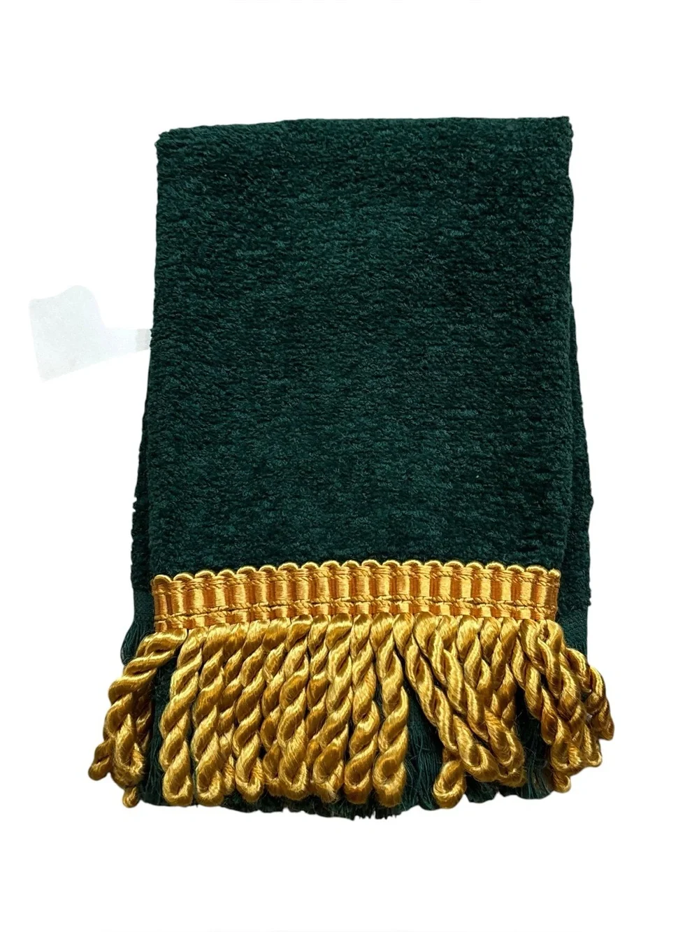 Brand new with Tags Vintage Vohann brand Green Hand‎ Towel with Gold Cord Fringe