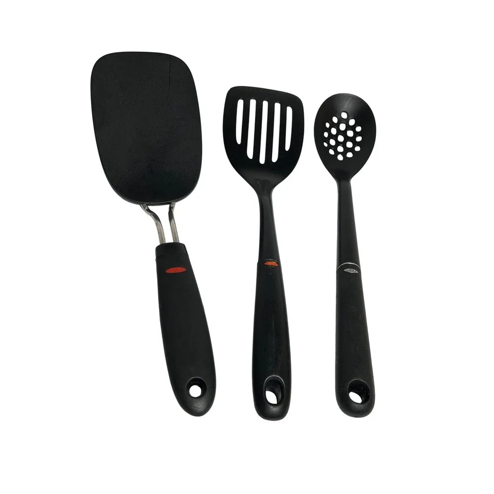 OXO Good Grips 3 Piece Kitchen‎ Utensil Set Black Nylon Spatula Turner Spoon