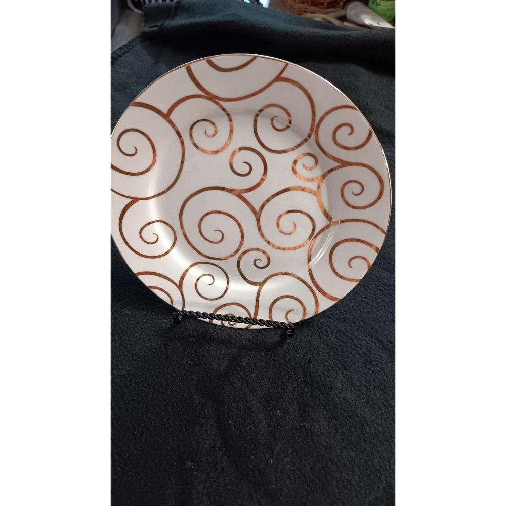 Set 5 Pier 1 Imports Gold Swirl Porcelain 7.5
