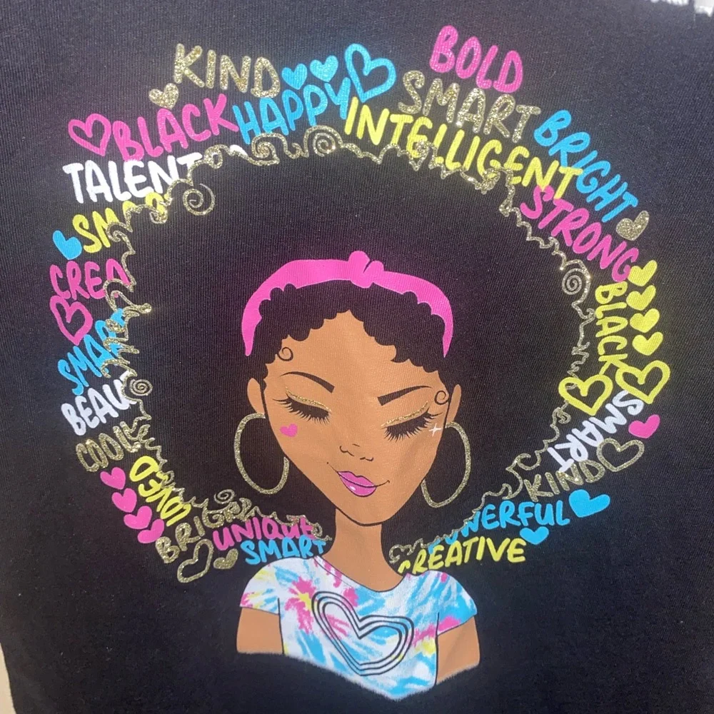 The Children’s Place Girls Black Graphic Tee Size M 7/8 NWT