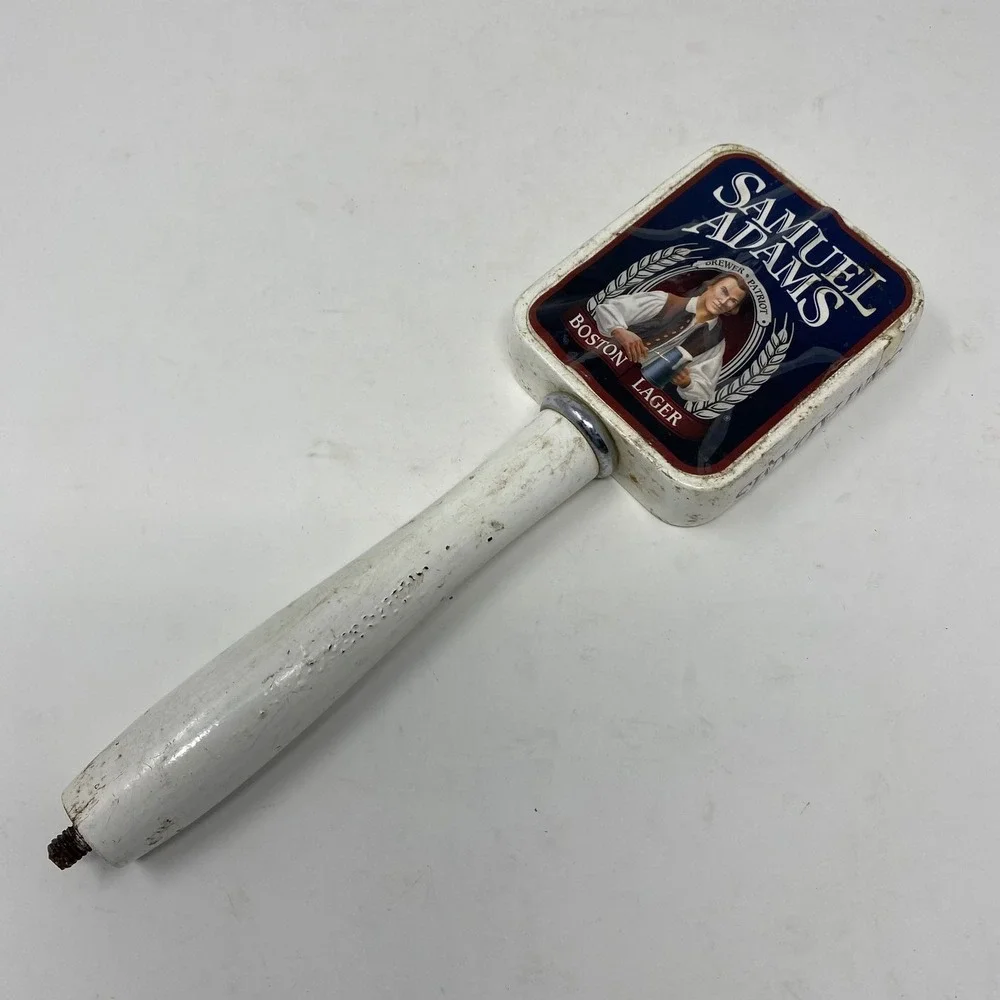 Vintage Samuel Adams Boston Lager Beer Tap Handle White Shield Logo Rare Barware