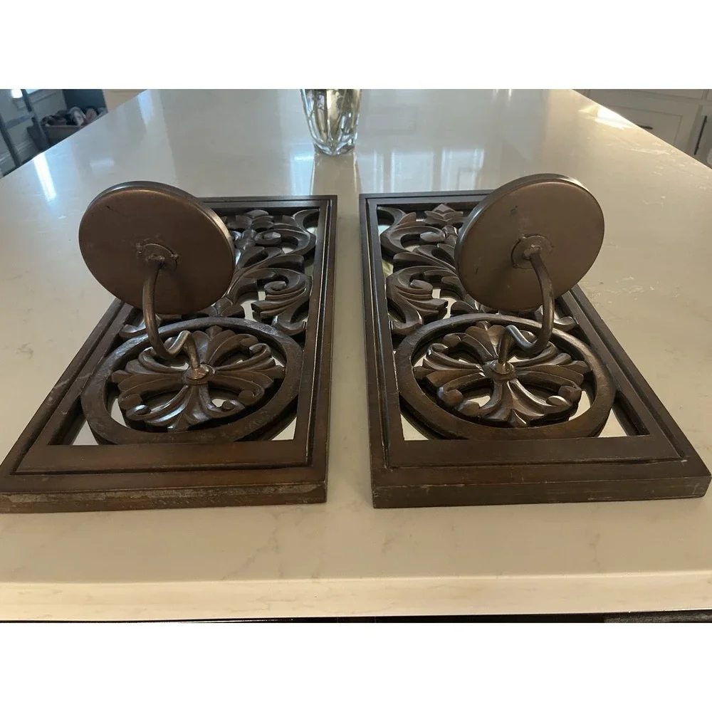 Pier 1 Imports Pair Of Decorative Wood Mirror Sconces 22