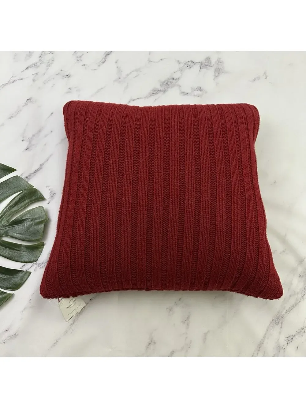 Pottery Barn Sweater Knit Throw Pillow New Red Cover Down Fill Insert 20x20