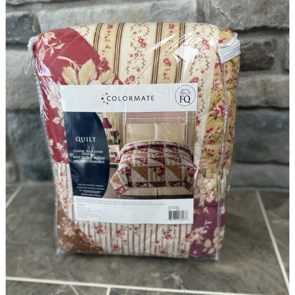 NEW Colormate Abigail Patchwork Quilt Full/Queen Sears Classic Heirloom Floral