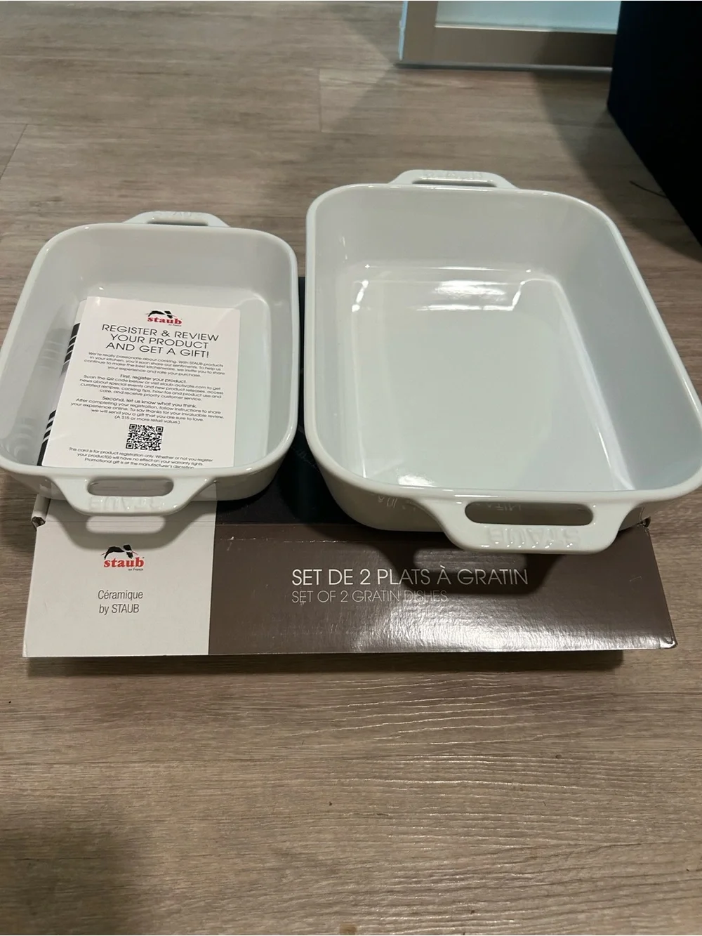 Staub White Ceramic 2-Piece Rectangular Baking Dishes