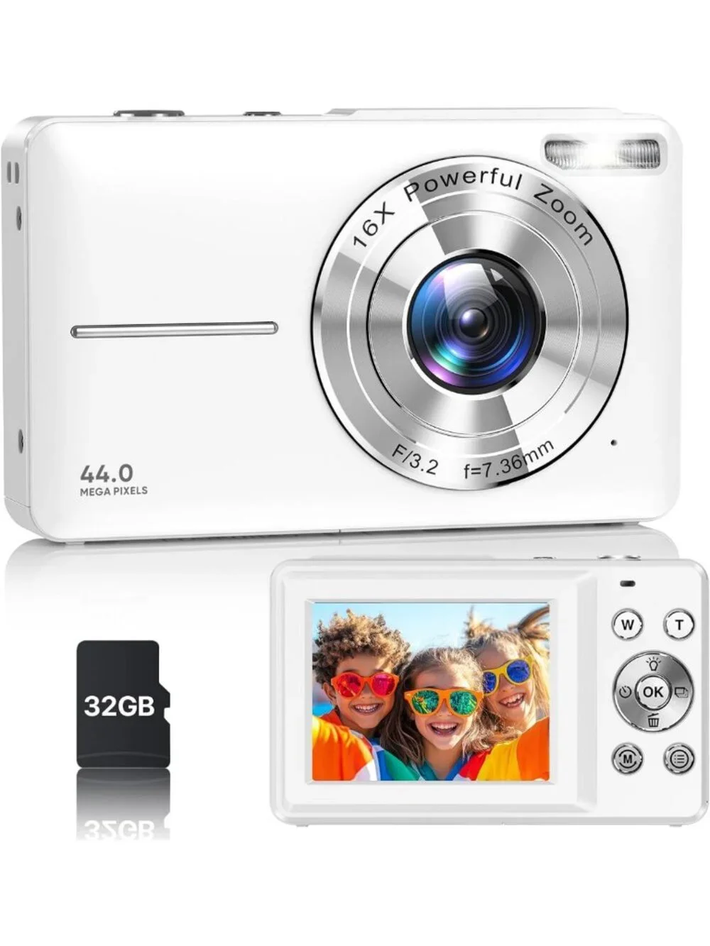 Compact 1080P Digital Camera for Teens & Kids - 16X Zoom, Anti-Shake, Portable
