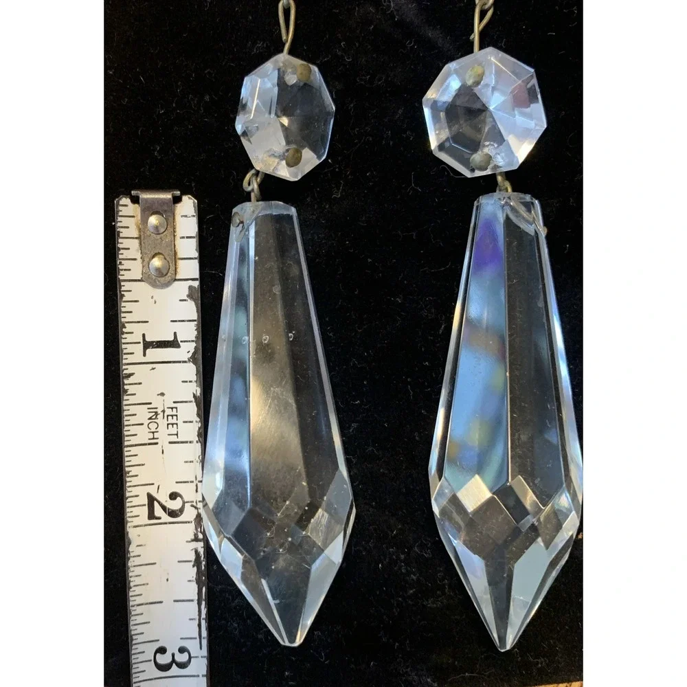 Vintage Crystal Glass Chandelier Lamp Parts ‎ Icicles Prisms Pendants