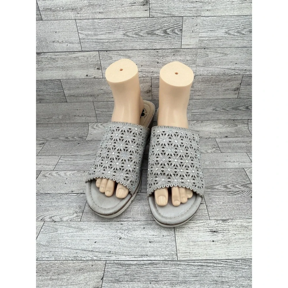 Spring Step Shoes Womens Size 41 Wedge Slide Sandals Laser‎ Cut Sparkle Comfort