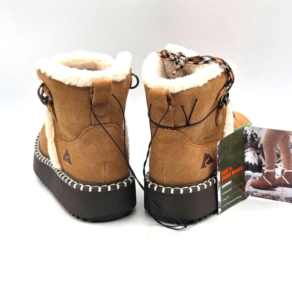 OZARK TRAIL LITTLE GIRLS‎ SUEDE SNOW BOOTS, SZ 1, 3M THINSULATE, WATERPROOF NWT