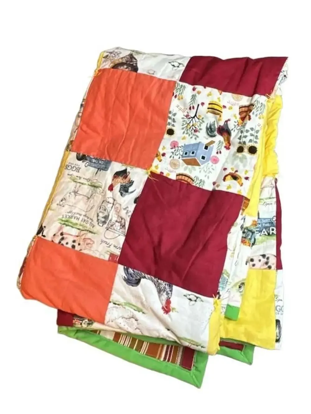 Handmade Patchwork Farmhouse Quilt Blanket Multi-Color