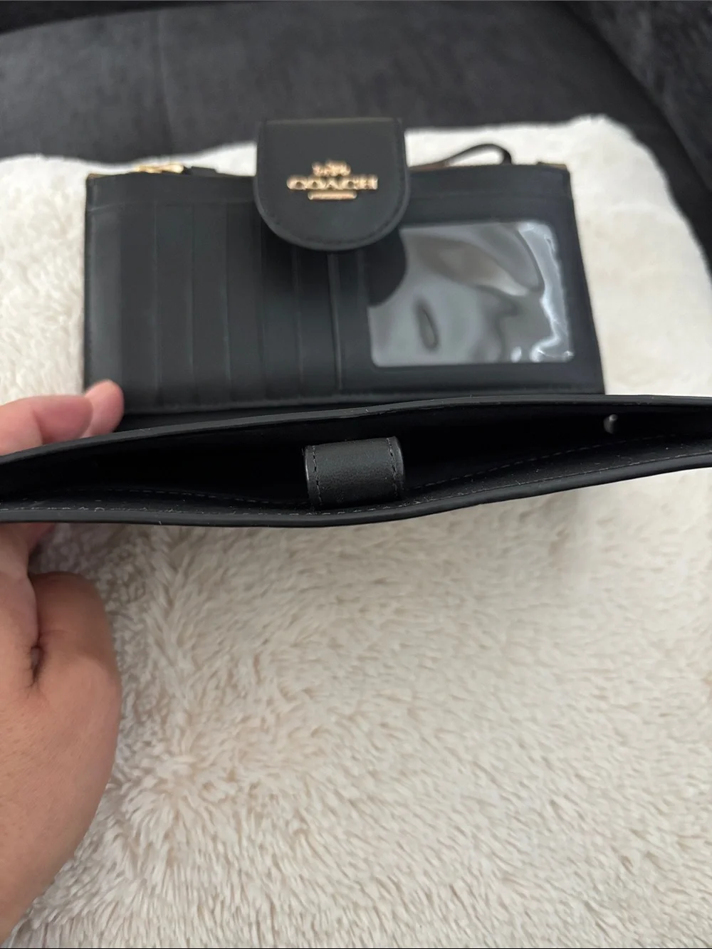 Coach Brown Signature Canvas wallet with Black Leather Trim
