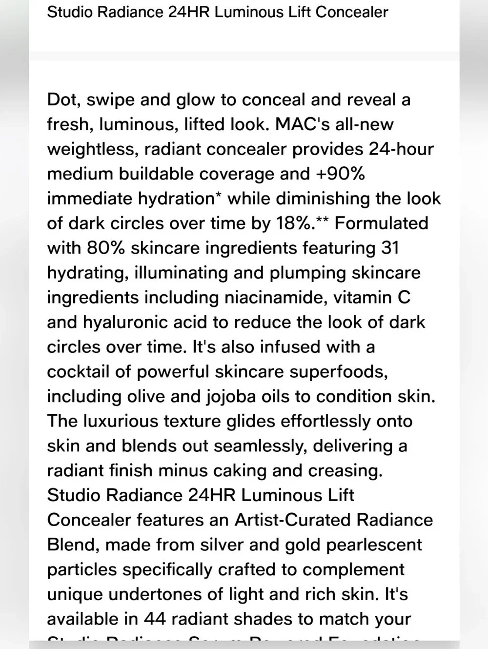 MAC Cosmetics color nw25