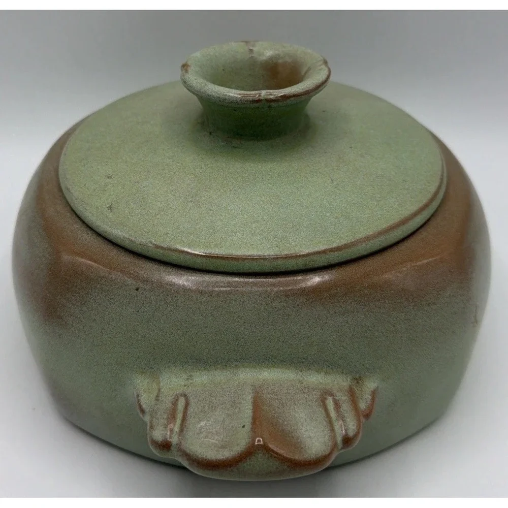 Vintage Frankoma 5V Plainsman Prairie Green Casserole Dish w/Lid. Excellent Cond