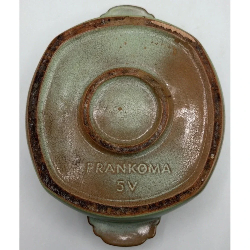 Vintage Frankoma 5V Plainsman Prairie Green Casserole Dish w/Lid. Excellent Cond