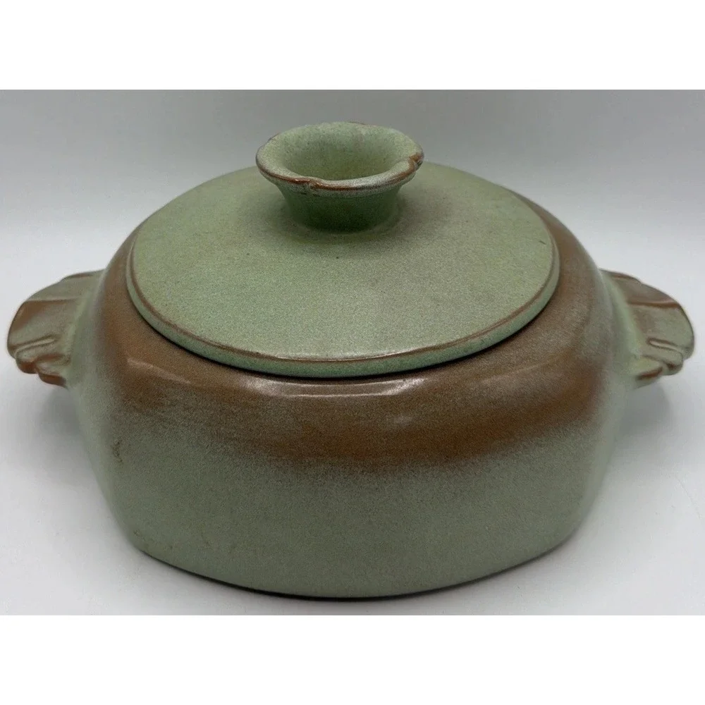 Vintage Frankoma 5V Plainsman Prairie Green Casserole Dish w/Lid. Excellent Cond