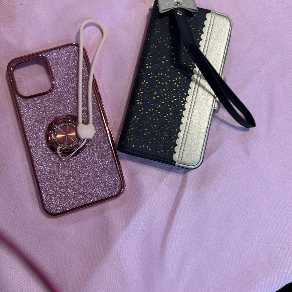 2 iphone 13 pro max case cute New‎ Glitter, Wallet Mirror