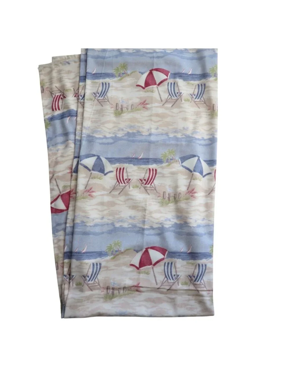 Vintage Croscill Ocean City Fabric Shower Curtain Umbrella Chair Pattern Coastal