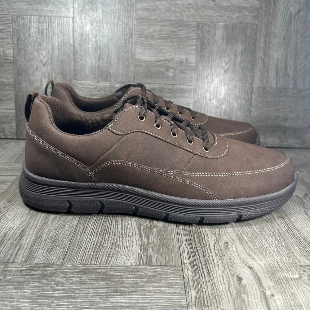 Dockers Sanderson Mens 12 Work Shoes Brown Slip Resistant Oxford 90-23858 NEW
