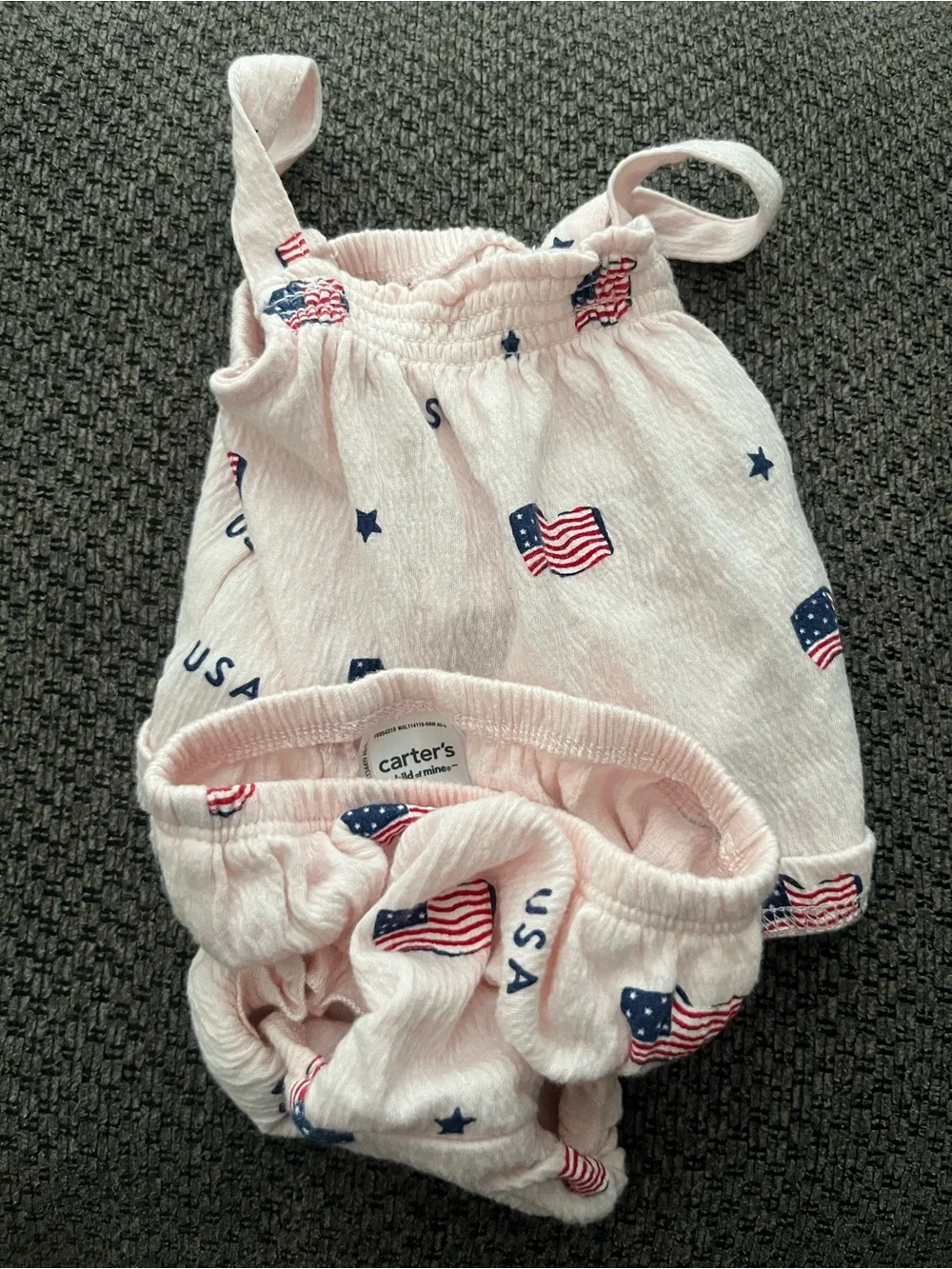 Baby Girls Pink USA Flag Tank Top & Diaper Cover Set