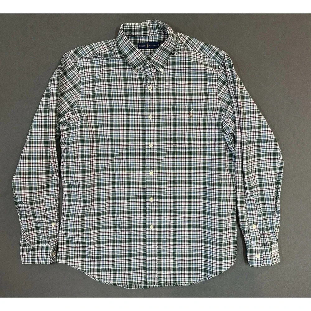 Ralph Lauren Mens Long Sleeve 100% Cotton Button Down Shirt‎ Size L