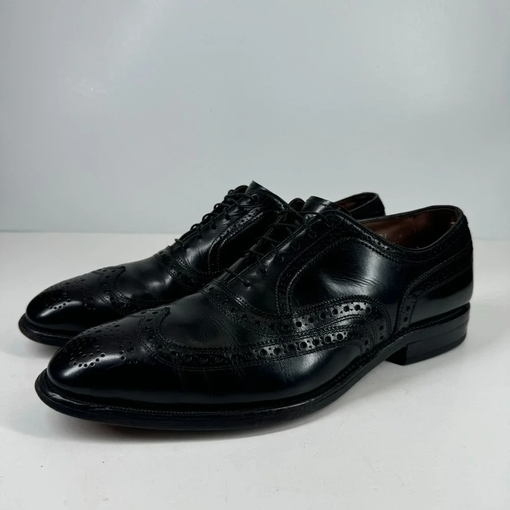 Allen Edmonds McAllister Men's 9.5C Black Leather Wingtip Oxford Dress Shoe 6215