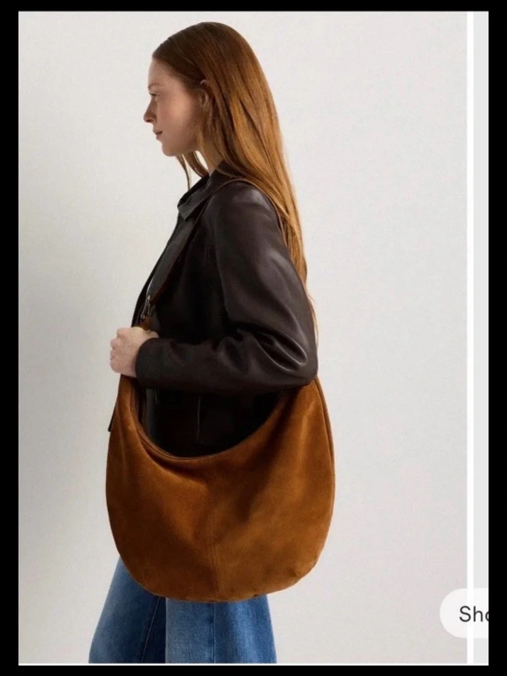 Quince Suede Hobo Bag in Chestnut