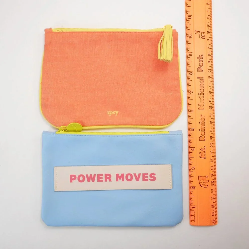 Lot of 4 Ipsy Zip Pouch Glam Makeup Bag for Cosmetics Ice Cream Power Moves