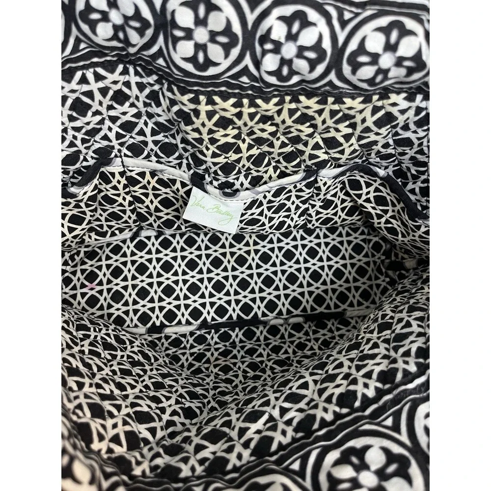 White With Black Floral Handbag By Vera Bradley With Wristlet Cosmetic Bag