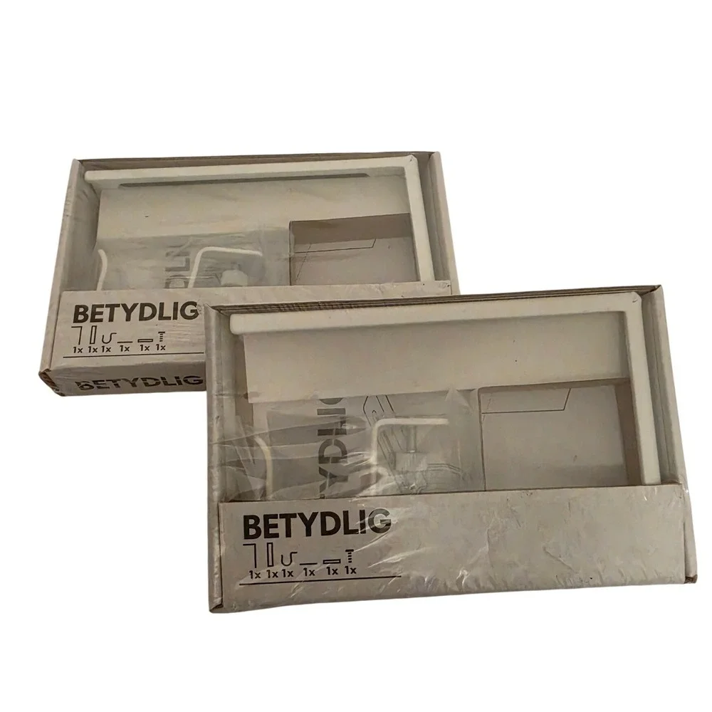 IKEA BETYDLIG Wall‎ Ceiling Curtain Rod Bracket White 302.198.89 Set of 2 NEW