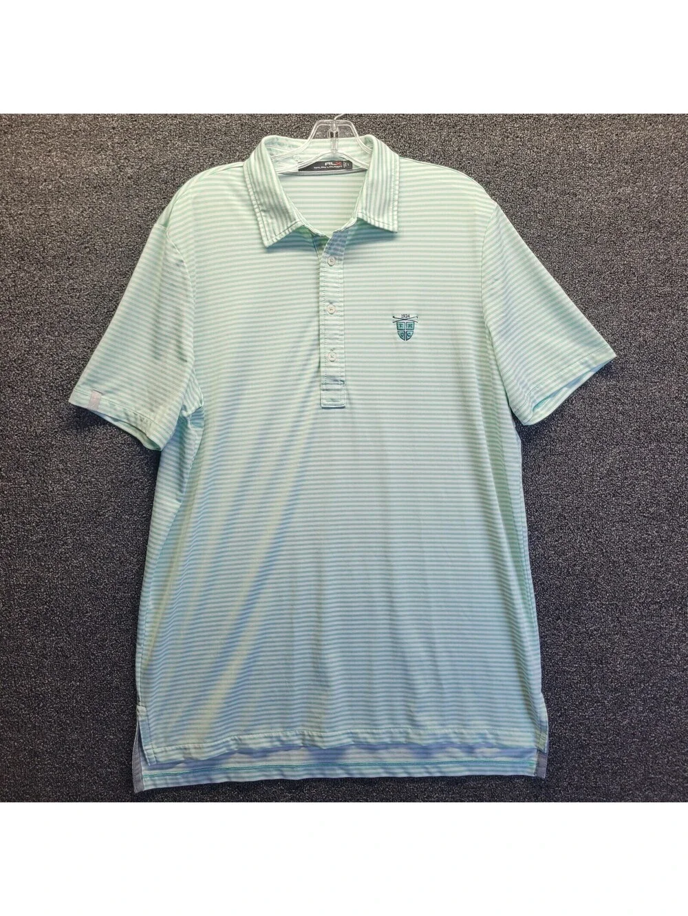 Polo Ralph Lauren RLX Golf Shirt Men's Sz L Green Striped Performance Poly FHCC