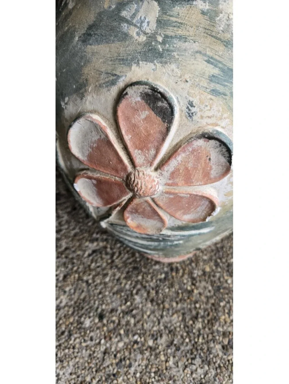 Vintage Handmade Handpainted Terra Cotta Pottery Vase Floral Rustic Urn 20X14