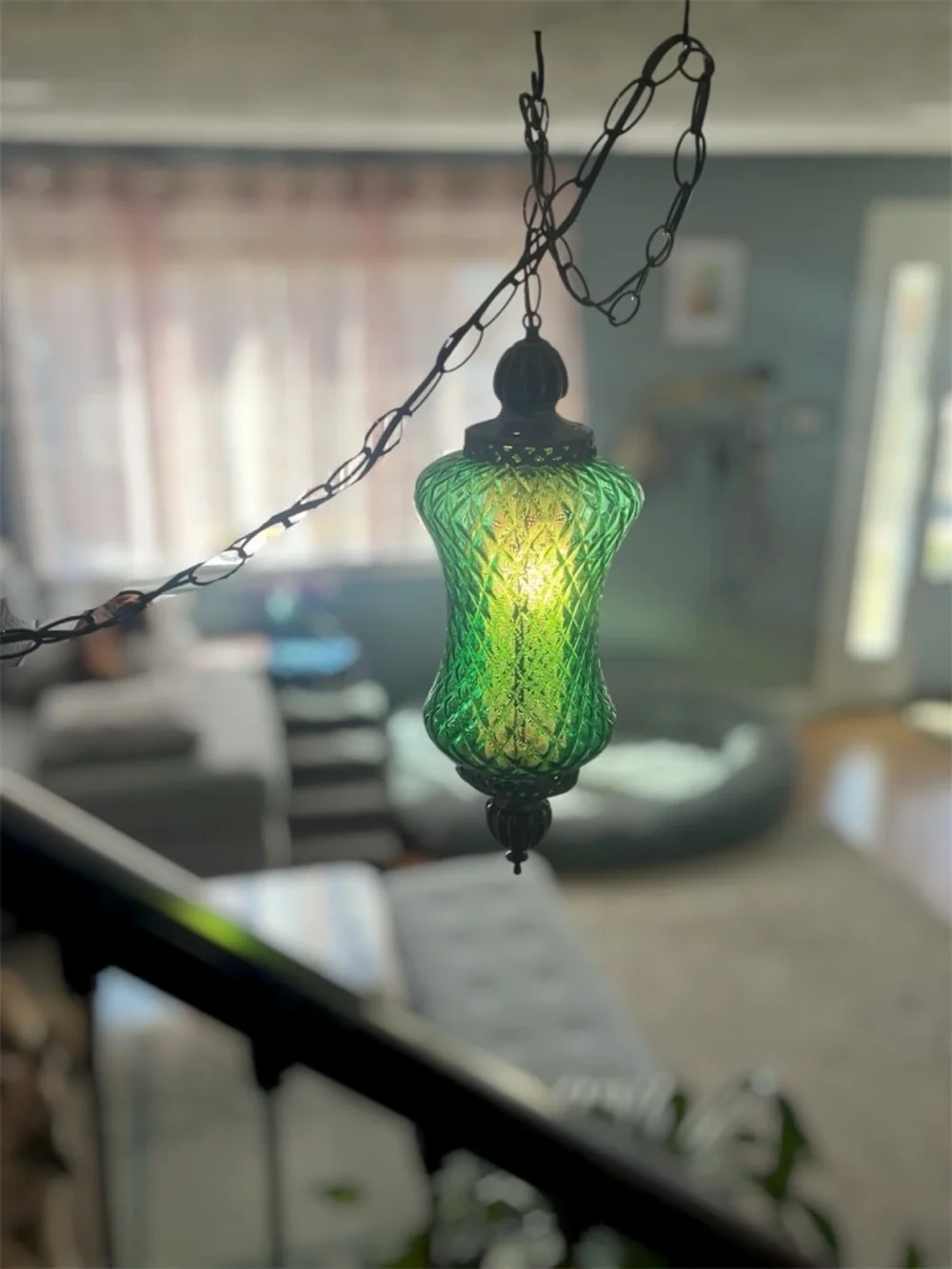 Vintage 1960's Siren Green MidCentury Pendant Light Excellent Condition Rewired