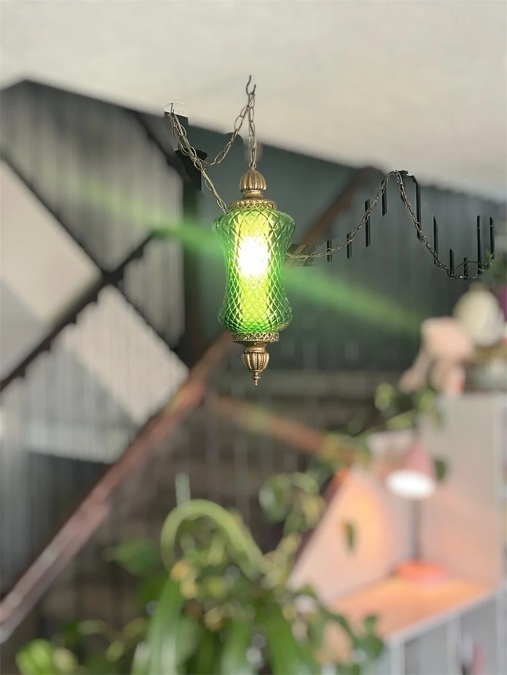 Vintage 1960's Siren Green MidCentury Pendant Light Excellent Condition Rewired