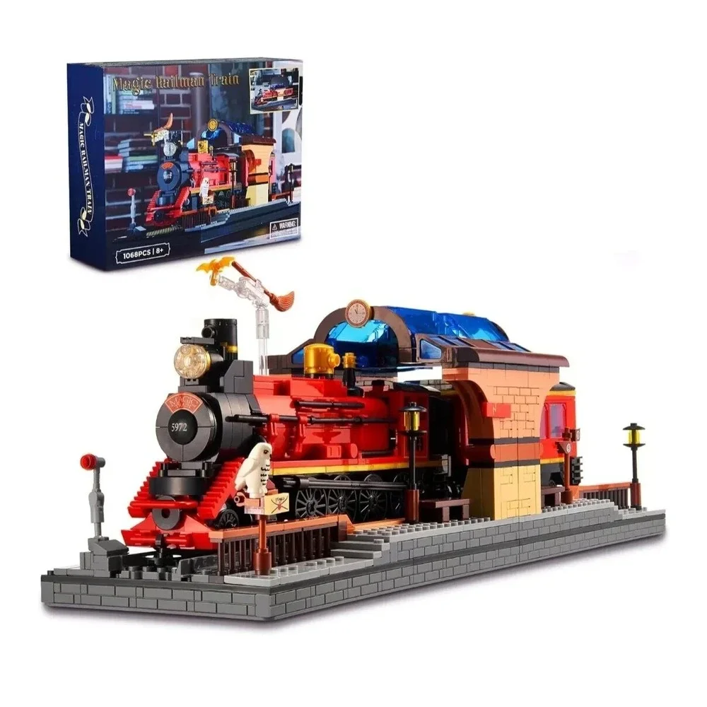 WALARLO 2 in 1 Harry Train & Bookshelf Building Set, Ideal Collectible 1068pc