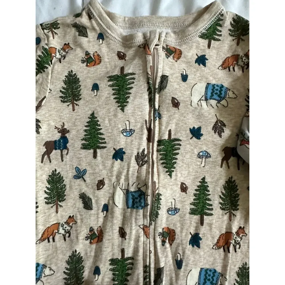 Forest Friends One Piece Footed Cotton Pajamas Set of 2