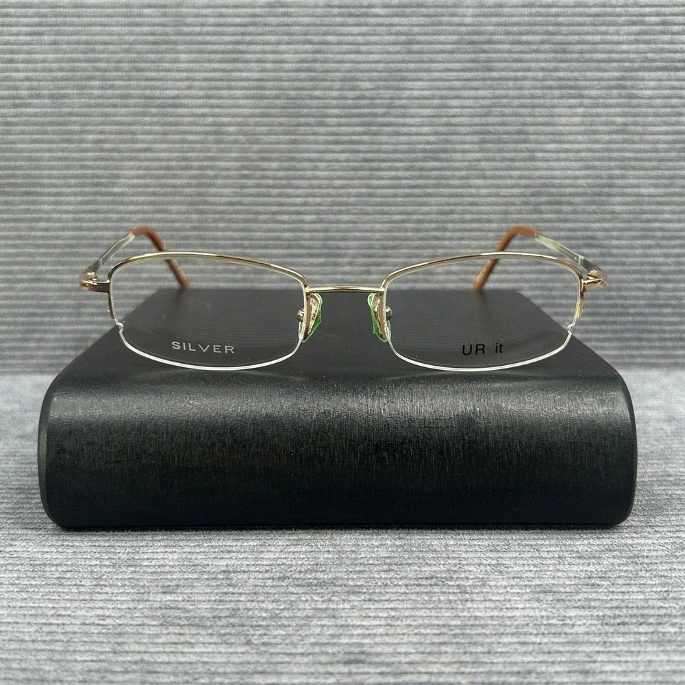 UR it Silver Semi-Rimless Y2k Eyeglass Frames Gold Amber 50-18-135 C2 Korea