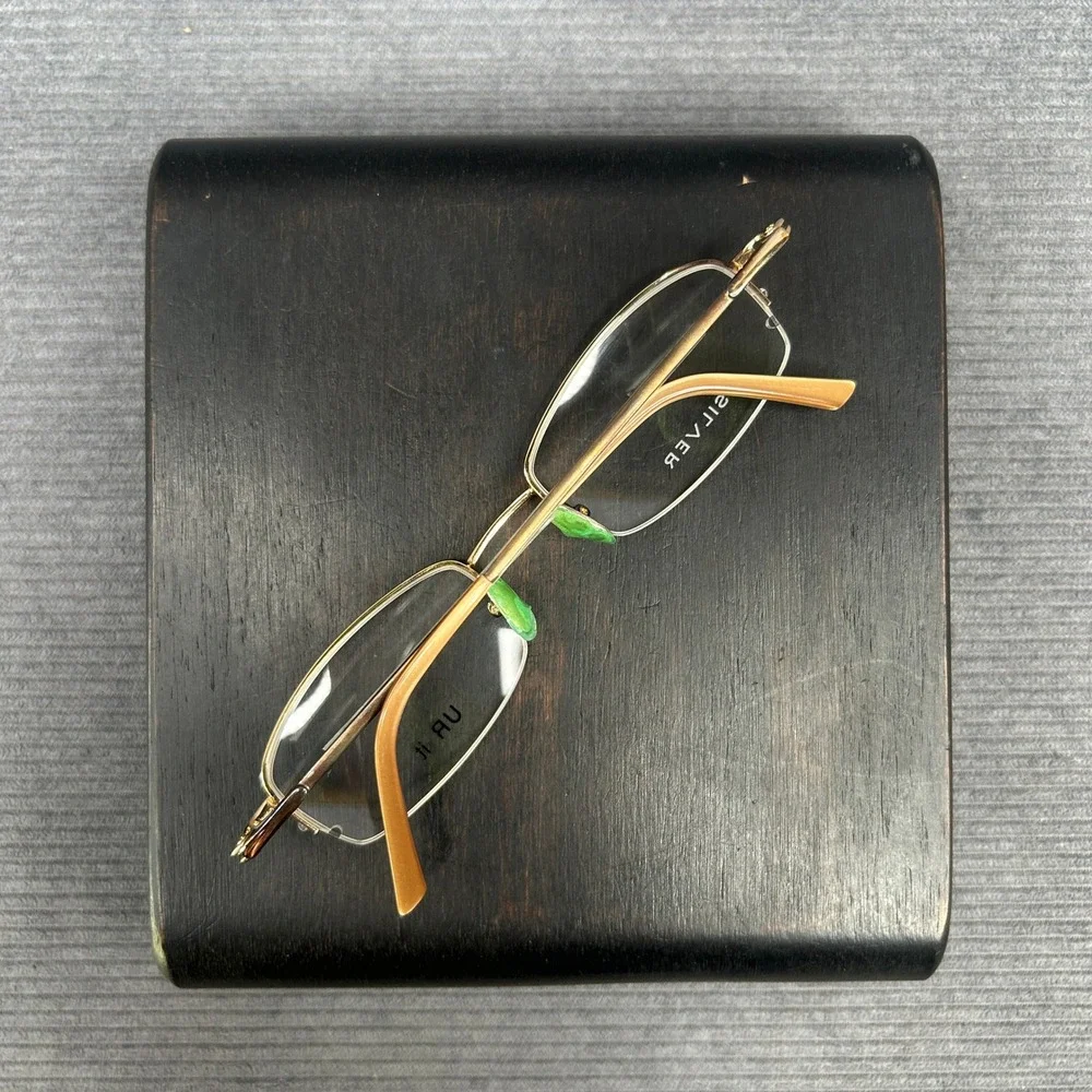 UR it Silver Semi-Rimless Y2k Eyeglass Frames Gold Amber 50-18-135 C2 Korea