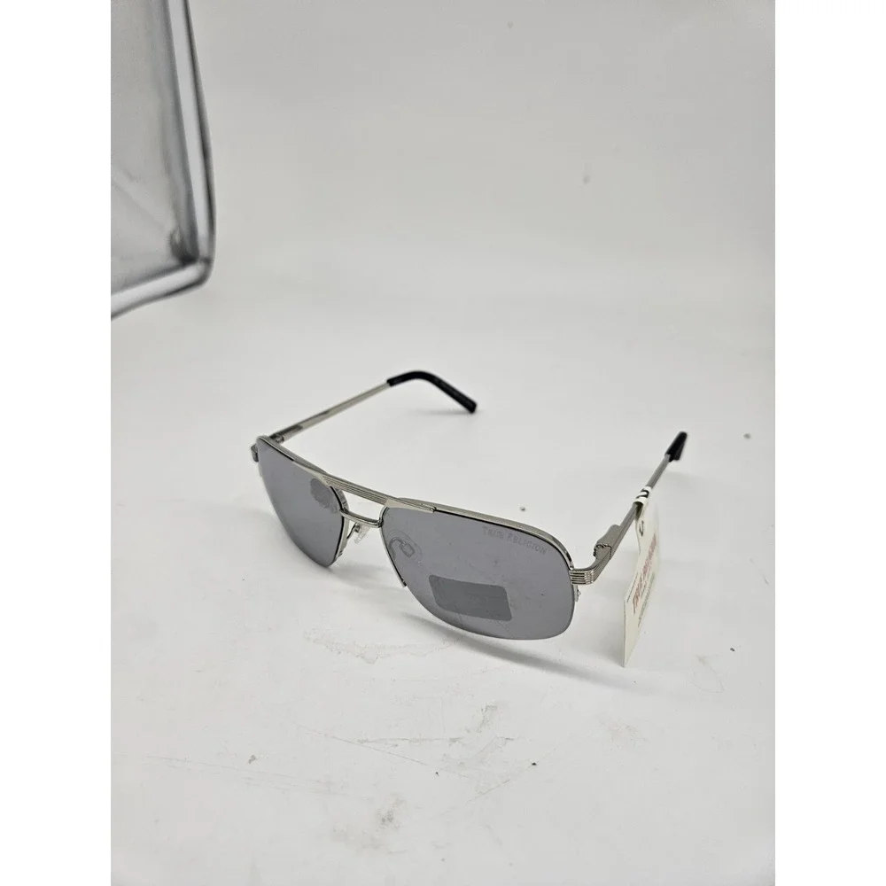 True Religion Silver‎ Mirrored Lens Aviator Sunglasses