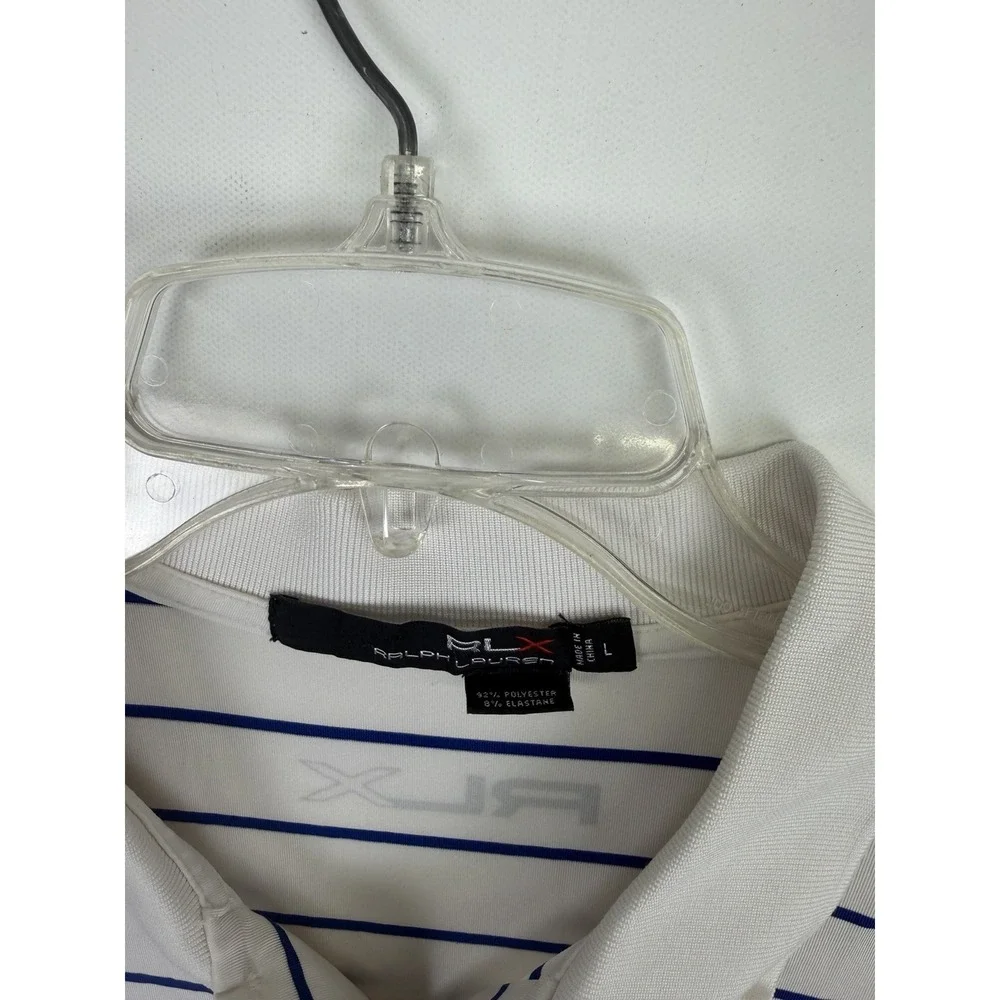 RLX Ralph Lauren Polo Shirt Mens Large Blue Striped The Golf Club @‎ The resort