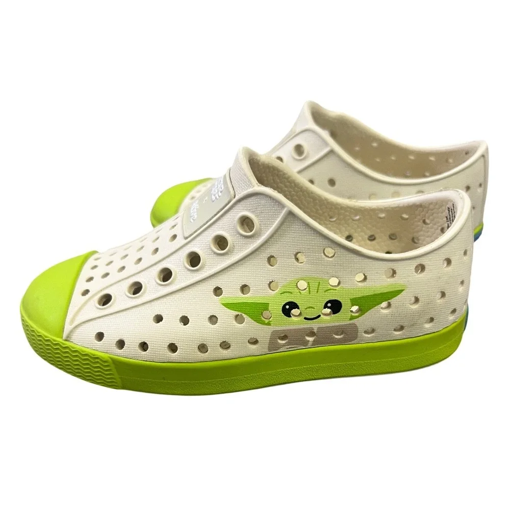 Native‎ Shoes Star Wars Jefferson Grogu Baby Yoda Kids C6 Bone White Lime Green