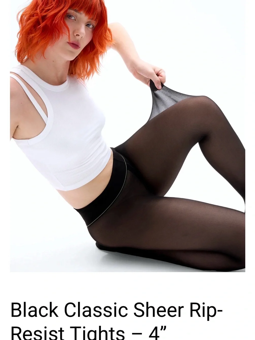 Black Sheer Rip-Resist Tights - Comfortable Everyday Wear, Size M
