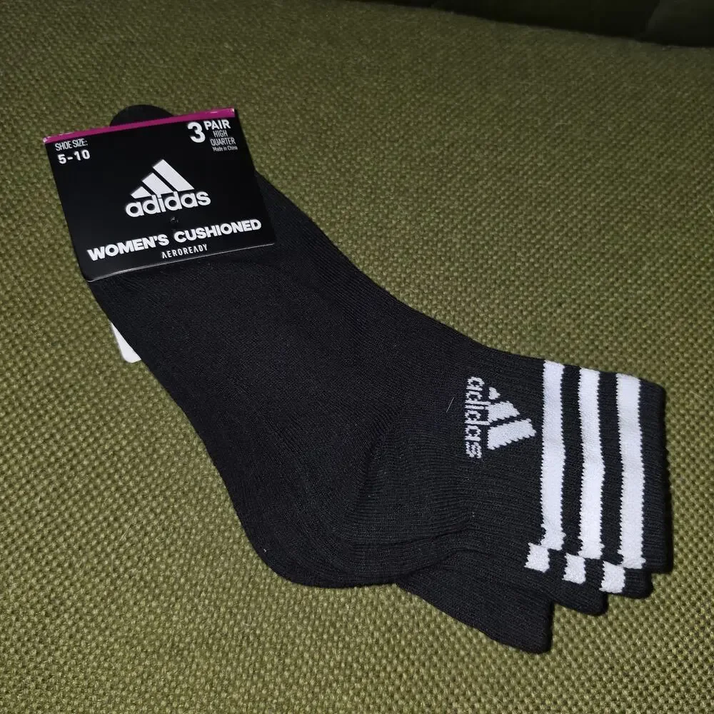 Adidas Women's High Quarter Socks Shoe Size 5-10 3 pairs climacool NWT