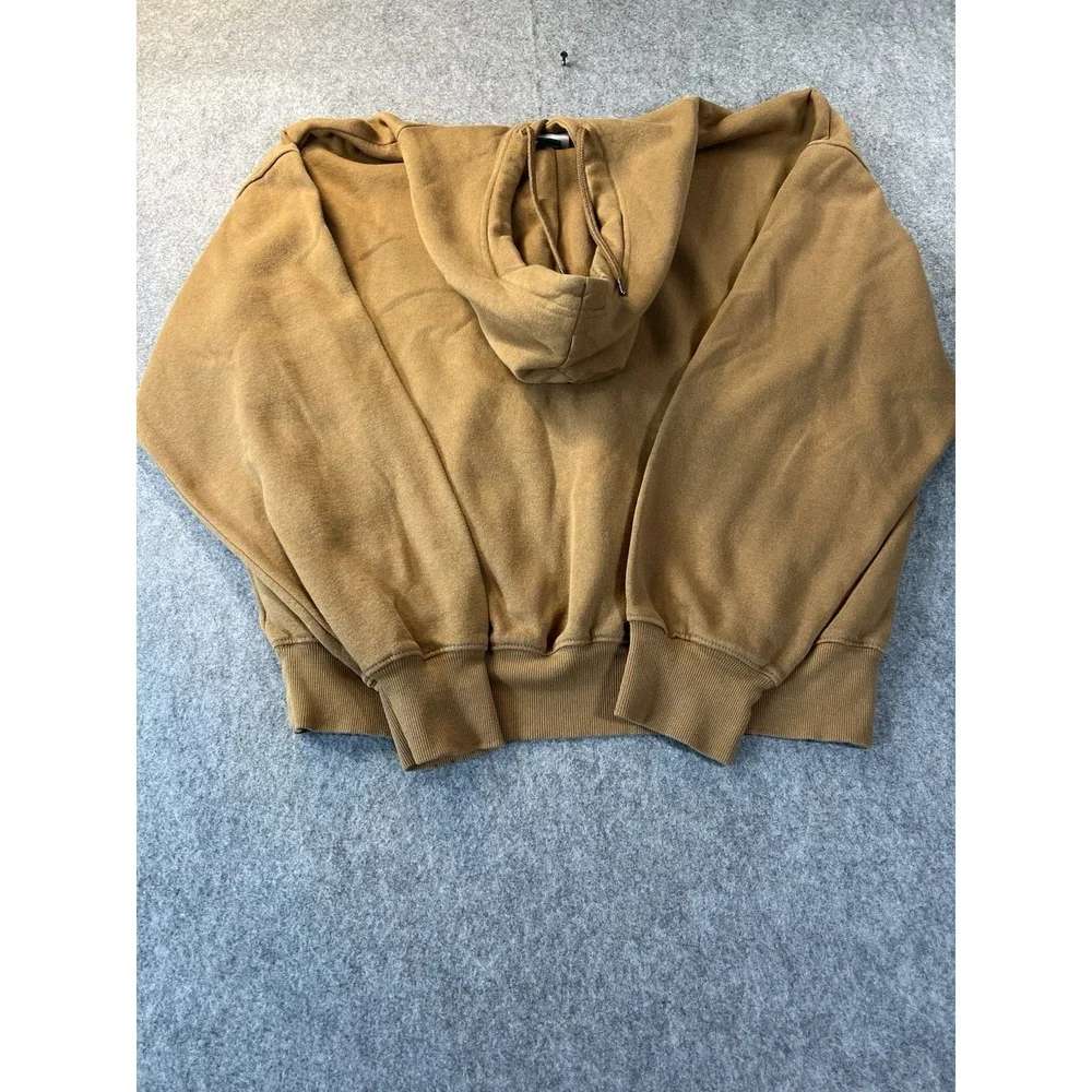 The North Face Men's L Brown Circular Design Pullover Fleece Hoodie Logo Pockets