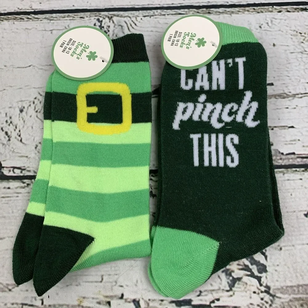 St. Patrick's Day 2 Pack Set Crew Socks [Shoe Size‎ 10-13] Multiple Designs